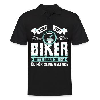 Lustig Motorrad Bike Opa Rente Geschenk Spruch - Männer Poloshirt - Schwarz - Vorne - Kai (181cm)