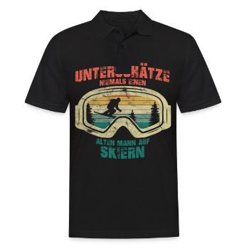 Unterschätze niemals einen alten Mann auf Skiern - Männer Poloshirt - Schwarz - Vorne - Kai (181cm)