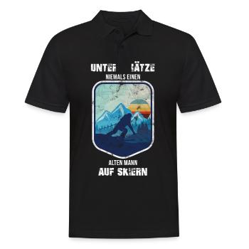 Unterschätze Niemals Einen Alten Mann Auf Skiern - Männer Poloshirt - Schwarz - Vorne - Kai (181cm)