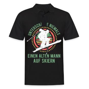 Alten Mann auf Skiern - Männer Poloshirt - Schwarz - Vorne - Kai (181cm)