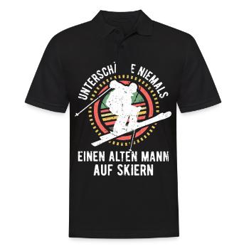 Alter Mann Auf Skiern Lustiger Spruch Wintersport - Männer Poloshirt - Schwarz - Vorne - Kai (181cm)