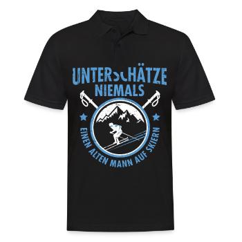 Alten Mann Skiern Vintage - Männer Poloshirt - Schwarz - Vorne - Kai (181cm)