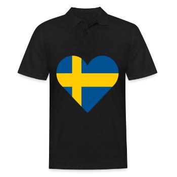 Schweden, Herz, Liebe - Männer Poloshirt - Schwarz - Vorne - Kai (181cm)