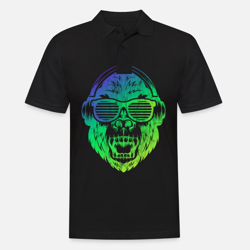 DJ monkey monkey with sunglasses - Men's Polo Shirt - black