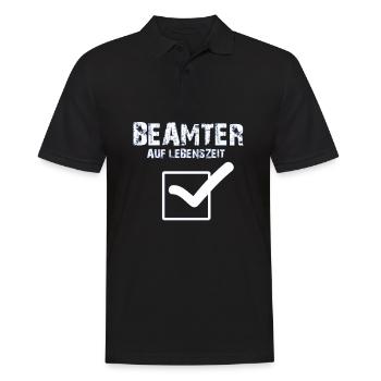 Beamter auf Lebenszeit - Männer Poloshirt - Schwarz - Vorne - Kai (181cm)