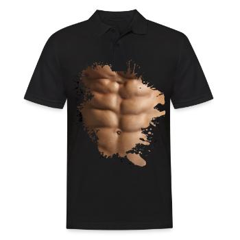 Sixpack Sport Fitness lustig Fun - Männer Poloshirt - Schwarz - Vorne - Kai (181cm)