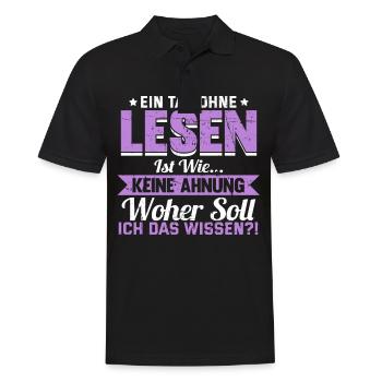 Lesen Buch Bücher Lustig Spruch Geschenk - Männer Poloshirt - Schwarz - Vorne - Kai (181cm)