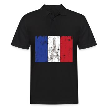 Drapeau français Tour Eiffel - Polo Homme - noir - Devant - Kai (181cm)