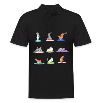 Yoga Hase Osterhase Ostern - Männer Poloshirt - Schwarz - Vorne - Kai (181cm)