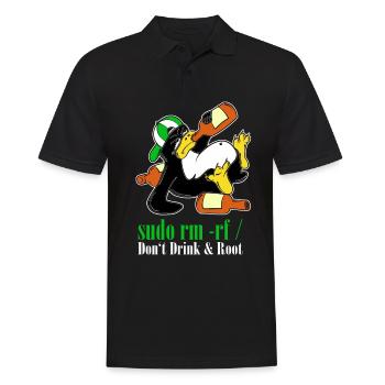 Linux Pinguin Sudo Admin Lustig Informatik PC Nerd - Männer Poloshirt - Schwarz - Vorne - Kai (181cm)