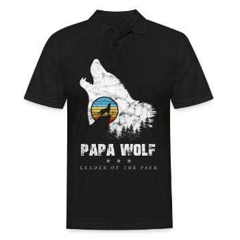 Papa Wolf Pack Leader Father's Day Wolf's Vintage - Men's Polo Shirt - black - Front - Kai (181cm)