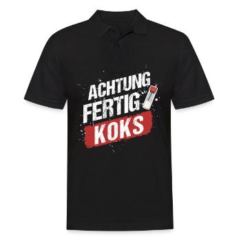 Minimal Techno Raver Druffi Kokser Koksnase - Männer Poloshirt - Schwarz - Vorne - Kai (181cm)