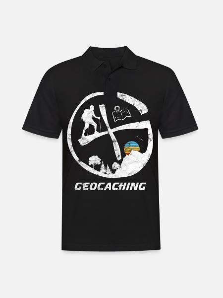 Géocaching GPS Geo Cachen Vintage - Polo Homme - noir