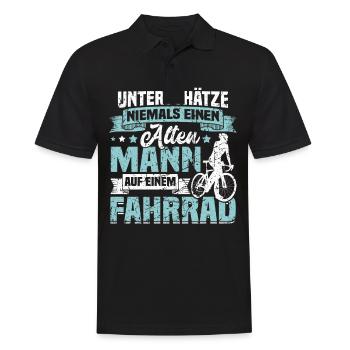Fahrrad Mountainbike Alten Mann Opa Geschenk Geek - Männer Poloshirt - Schwarz - Vorne - Kai (181cm)