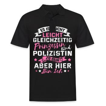 Lustig Polizistin Polizei Frau Prinzessin Geschenk - Männer Poloshirt - Schwarz - Vorne - Kai (181cm)