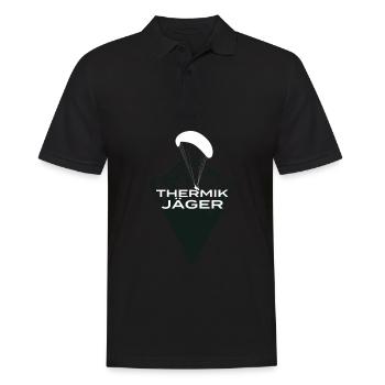 Gleitschirmflieger - Thermik Jäger - Paragleiten - Männer Poloshirt - Schwarz - Vorne - Kai (181cm)