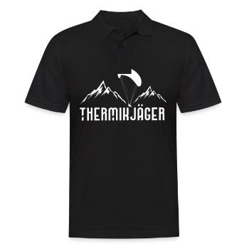 Gleitschirmflieger - Thermik Jäger - Paragleiten - Männer Poloshirt - Schwarz - Vorne - Kai (181cm)