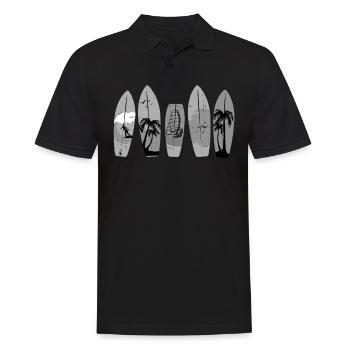 Cinq planches de surf rétro vintage - Surf - Polo Homme - noir - Devant - Kai (181cm)