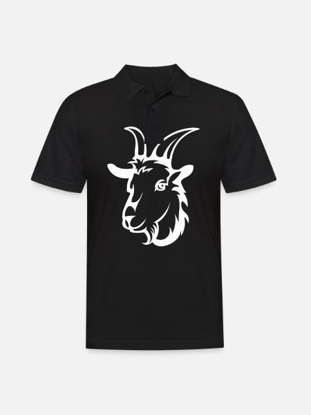 Umriss Von Einem Ziegenkopf - Ziege - Männer Poloshirt - Schwarz
