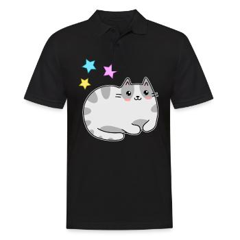 Mignon chat et étoiles kawaii - kawaii - Polo Homme - noir - Devant - Kai (181cm)