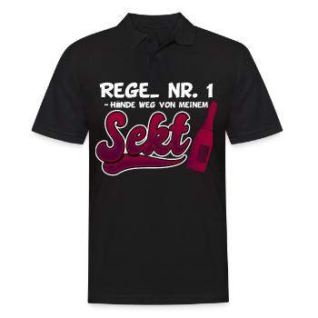 Lustig Sekt Prosecco Spruch Geschenk - Männer Poloshirt - Schwarz - Vorne - Kai (181cm)