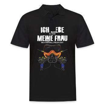 Lustiges Paintball Ich liebe meine Frau Paintball - Männer Poloshirt - Schwarz - Vorne - Kai (181cm)