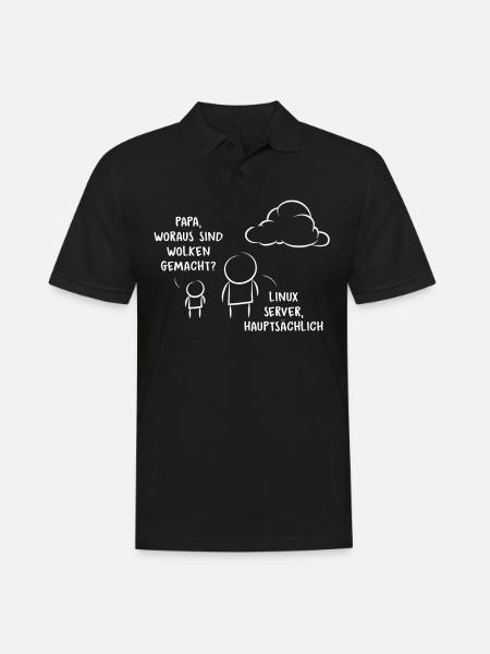 Kind, Das Seinen Vater Über Cloud Computing Fragt - Männer Poloshirt - Schwarz