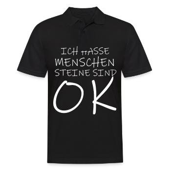 Ich hasse Menschen - Männer Poloshirt - Schwarz - Vorne - Kai (181cm)