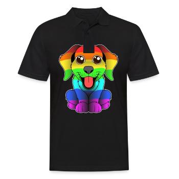 Chien et le drapeau arc-en-ciel - chien gay - Polo Homme - noir - Devant - Kai (181cm)