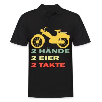 lustiges Mofa Moped 2 Hände 2 Eier Zwei Takte - Männer Poloshirt - Schwarz - Vorne - Kai (181cm)