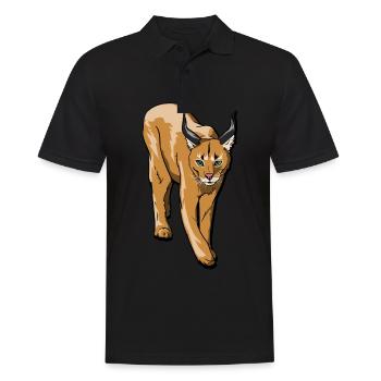 Cadeau caracal et lynx de chat sauvage de taille moyenne - Polo Homme - noir - Devant - Kai (181cm)