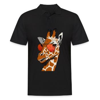 lustige Giraffe mit Sonnenbrille Giraffen Geschenk - Männer Poloshirt - Schwarz - Vorne - Kai (181cm)