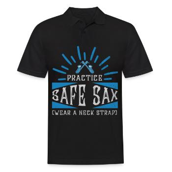 Practice Safe Sax - Saxophone - Men's Polo Shirt - black - Front - Kai (181cm)