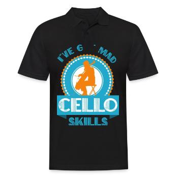 Cellospieler - Cello - Männer Poloshirt - Schwarz - Vorne - Kai (181cm)