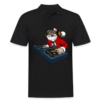 Weihnachtsmann am Dj Pult Geschenk für Diskjockey - Männer Poloshirt - Schwarz - Vorne - Kai (181cm)