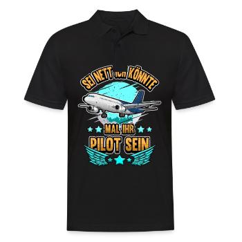 Lustig Flugzeug Pilot Fliegen Spruch Geschenk - Männer Poloshirt - Schwarz - Vorne - Kai (181cm)