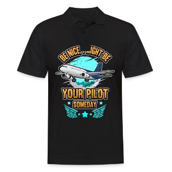Lustig Flugzeug Pilot Fliegen Spruch Geschenk - Männer Poloshirt - Schwarz - Vorne - Kai (181cm)