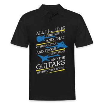 Drei Elektrischen Gitarren - E-Gitarre - Männer Poloshirt - Schwarz - Vorne - Kai (181cm)