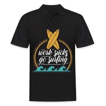 Work Sucks Go Surfing - Planche de surf vintage - Polo Homme - noir - Devant - Kai (181cm)