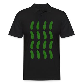 Gurken Muster Geschenk für Gurke & Gurken Fans - Männer Poloshirt - Schwarz - Vorne - Kai (181cm)