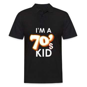 I´m a 70`s Kid Geschenk der 70er Jahre Generation - Männer Poloshirt - Schwarz - Vorne - Kai (181cm)