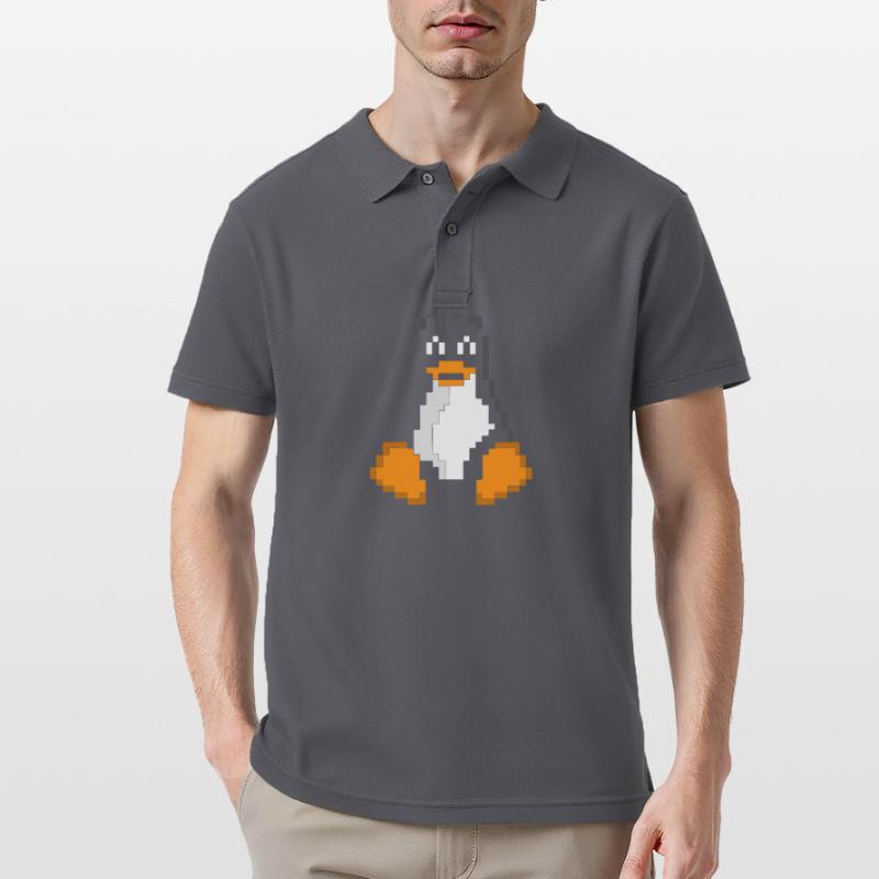 Linux Pinguin Pixel Art Sys Admins Computer Hacker Männer Poloshirt