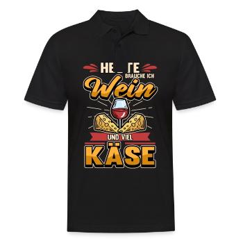 Lustig Wein Käse Rotwein Weinglas Spruch Geschenk - Männer Poloshirt - Schwarz - Vorne - Kai (181cm)