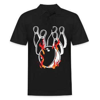 Feuer Bowlingkugel Geschenk für Bowling Bowler - Männer Poloshirt - Schwarz - Vorne - Kai (181cm)