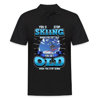 Funny ski skier mountains skiing saying gift - Men's Polo Shirt - black - Front - Kai (181cm)