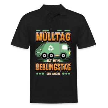 Lustig Müllabfuhr Müllauto Müllmänner Geschenk - Männer Poloshirt - Schwarz - Vorne - Kai (181cm)