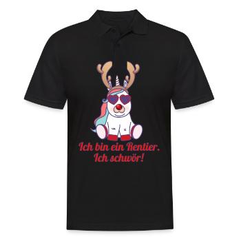 witziges Weihnachten Ich bin ein Rentier Einhorn - Männer Poloshirt - Schwarz - Vorne - Kai (181cm)
