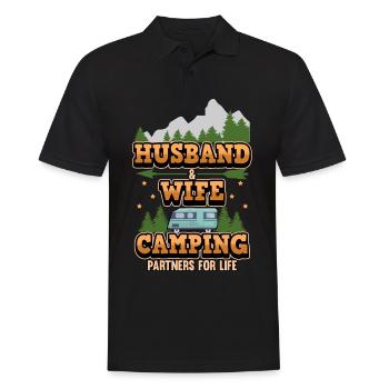 Camping mari femme disant camping cadeau - Polo Homme - noir - Devant - Kai (181cm)