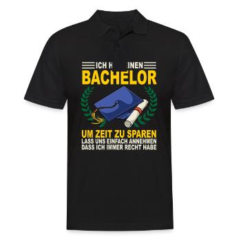 Lustiges Geschenk für den Bachelor Abschluss - - Männer Poloshirt - Schwarz - Vorne - Kai (181cm)