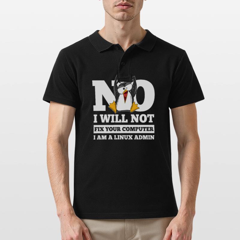 Correction de l'ordinateur Linux SysAdmin Hacker Coder Penguin Polo Homme